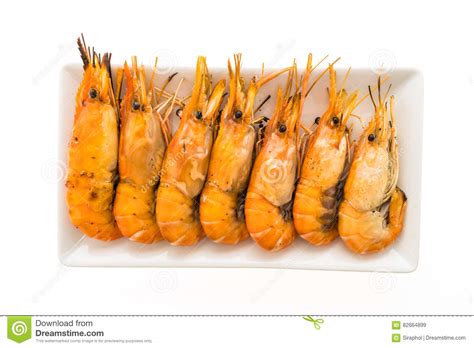 Grilled Prawn And Shrimp In White Plate Stock Image Image Of Healthy