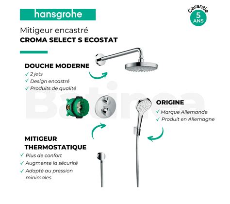 Hansgrohe Pack Encastr Croma Select S Avec Mitigeur Thermostatique