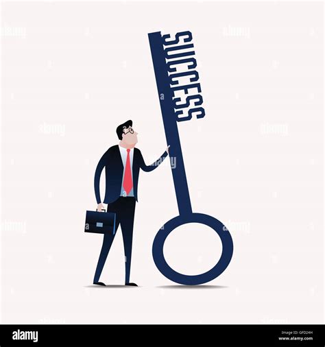 Businessman With A Key Success Business Concept Illustration Vector