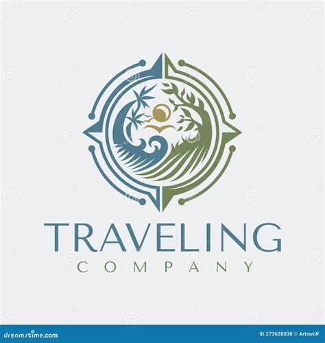 Illustration of Nature Landscape Compass Logo Design. Luxury Holiday ...