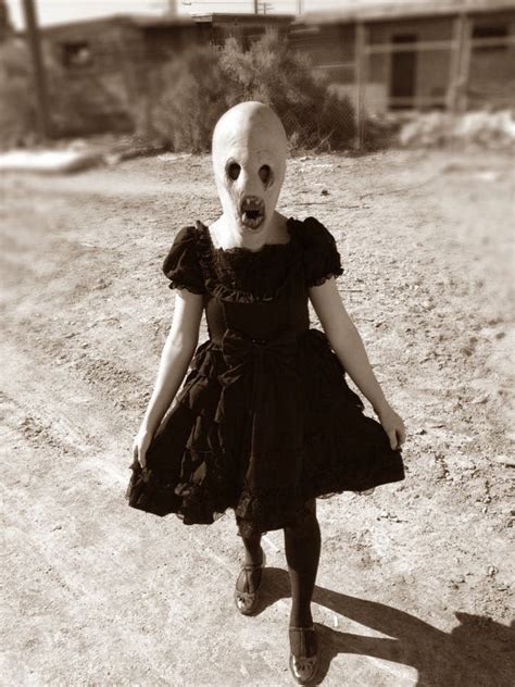 Weird Alien Face Girl Horror Mask Halloween Scare Odd Creepy Vintage Photo Face Mask Freaky Kid ...