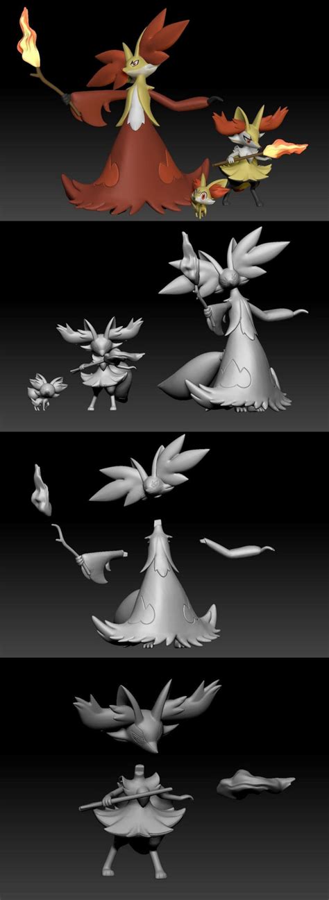 Desire Fx D Models Pokemon Fennekin Braixen Delphox D Print Model