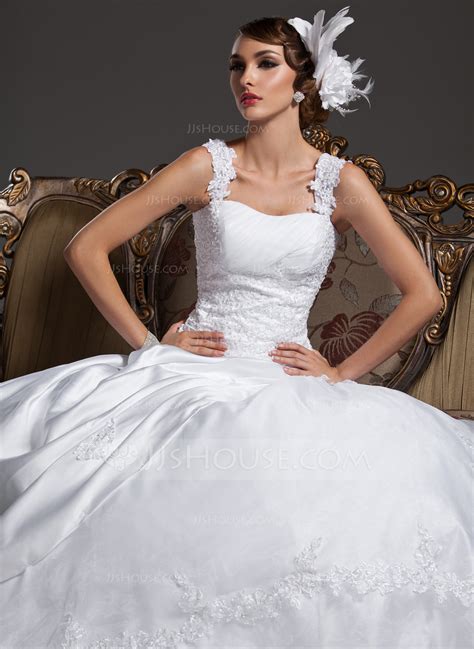 Ball Gown Sweetheart Court Train Satin Organza Wedding Dress With