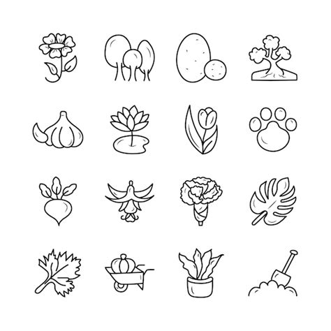 Premium Vector Nature Vector Outline Hand Draw Icon Set 3