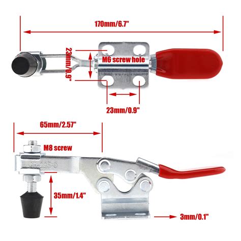 5Pcs GH 225 D Horizontal Bar Toggle Clamp Kit Quick Release Handle Tool