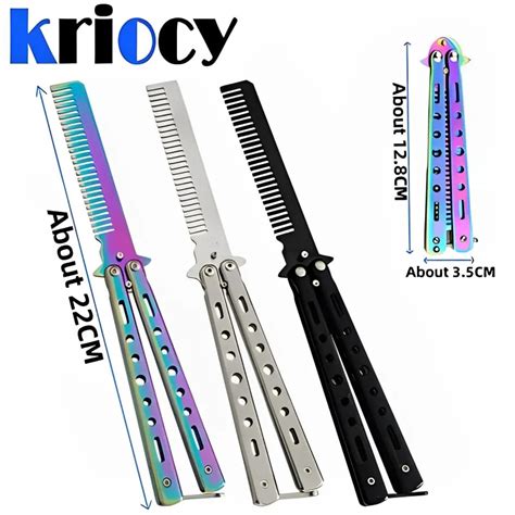 Foldable Comb Stainless Steel Practice Training Butterfly Knife Comb