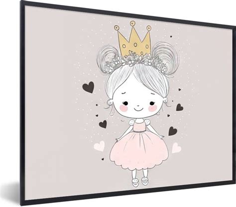 Fotolijst Incl Poster Prinses Meisjes Hartjes Kroon Roze