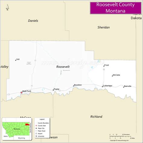 Map of Roosevelt County, Montana - Thong Thai Real