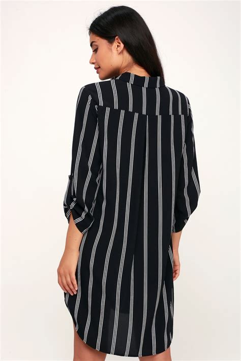 Lush Shirt Dress Black And White Striped Dress Shift Dress Lulus