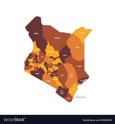 Kenya Political Map Of Administrative Divisions Vector Image