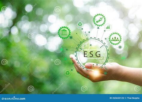 Esg Icon Concept In Hand For Environmental Social And Governance In Sustainable And Ethical