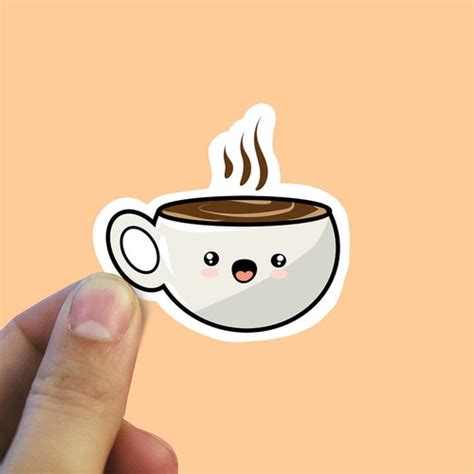 Coffee Vinyl Stickers Cute Laptop Stickers Cozy Decor Etsy