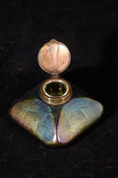 Iridescent Glass Inkwell Fountain Pen Ink Antique Inkwells Purple Pen