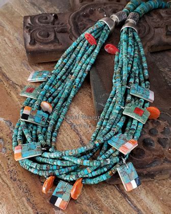 Schaef Designs Kingman Turquoise Santo Domingo Tab Leaf Multi Strand