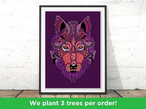 Mystical Wolf Print Purple Wolf Art Print Wolf Art Wolf Poster Wolf ...