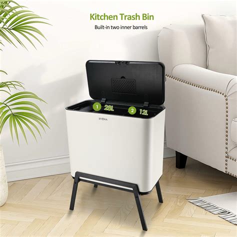 Large 65L Kitchen Trash Bin with Classified Compartments