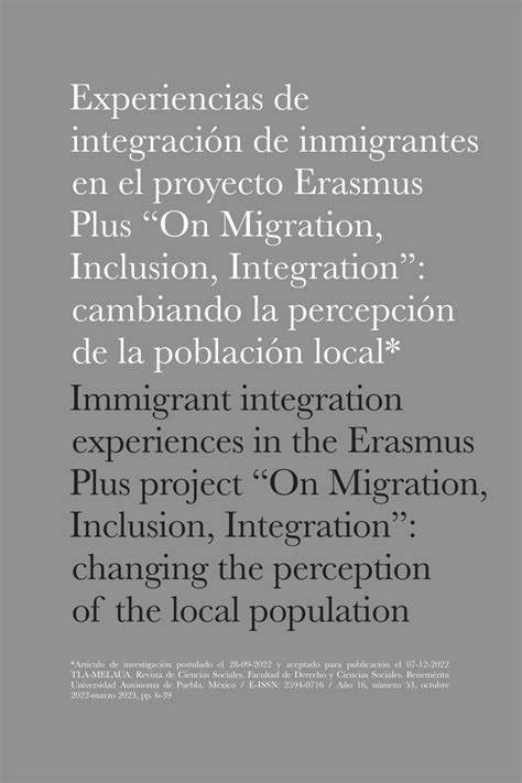 PDF Experiencias de integración de inmigrantes en el proyecto Erasmus