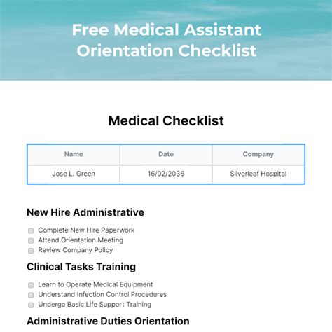 Free Medical Checklist Templates And Examples Edit Online And Download