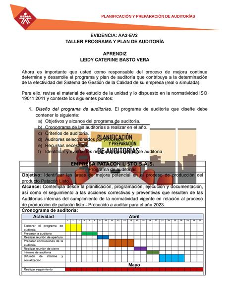 Formato Evidencia AA2 Ev2 Taller Programa Y Plan De Auditoria