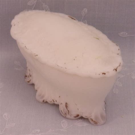 Milk Glass Antique Dresser Box W Lid Covered Victorian Satin Frosted Oval Opaline Vanity Jar