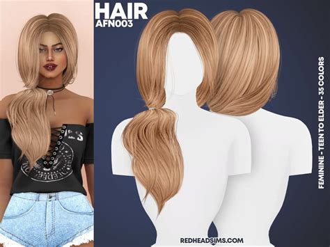 The Sims 4 Af Hair N003 At Redheadsims Cc The Sims