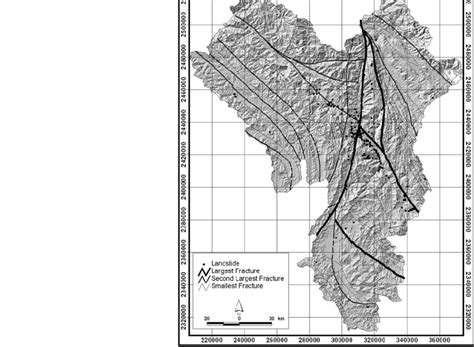 landslide location  fracture map  landsat tm image