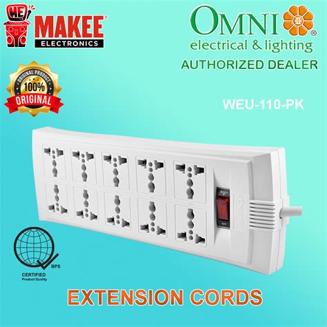 Omni Weu Pk Universal Outlet Extension Cord Gang With Switch