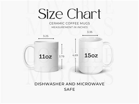 Mug Size Chart 11oz 15oz Printful Mug Size Chart Cup Size Chart