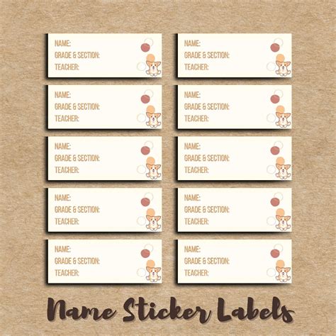 Estudio Cute Puppy Subject And Name Label Sticker Shopee Philippines