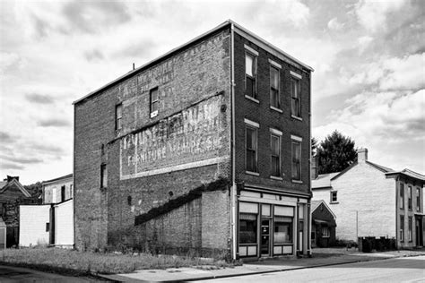 Brick Building With Ghost Signs In South Wheeling Wv Bandw Photograph