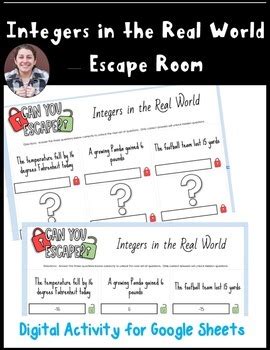 Integers In The Real World Self Checking Escape Room By Math With Ms Baron