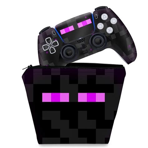 KIT Capa Case E Skin PS5 Controle Minecraft Enderman Pop Arte Skins