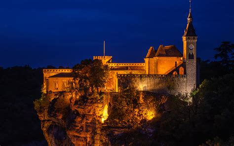 Image France Rock Castles Night Time Cities 1920x1200