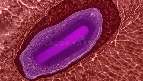 A Purple and Red Cell Under a Microscope Stock Illustration ...