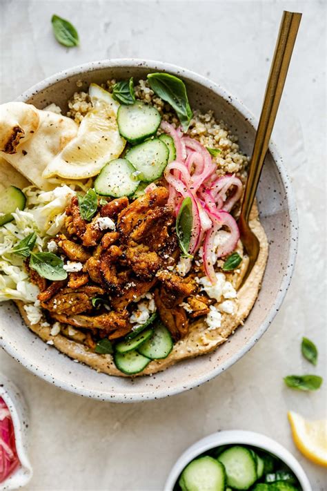 The Best Hummus Bowls With Easy Chicken Shawarma Or Roasted Veggie