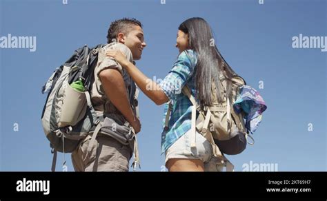 Cute Mexican Couple Talking And Kissing While Out On Their Hike Stock Video Footage Alamy