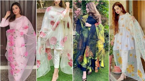 How To Design Plain Suit With Organza Dupatta New Stylish Designs