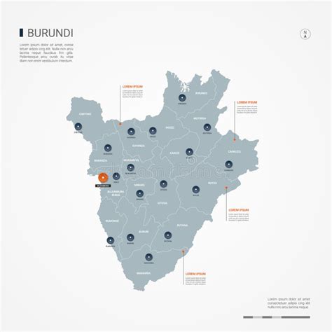 Ejemplo Infographic Del Vector Del Mapa De Burundi Ilustración del