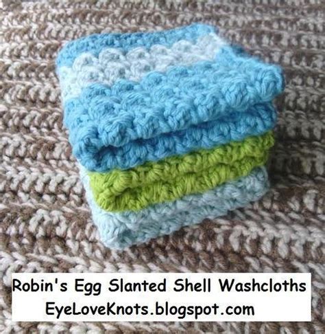 Robins Egg Slanted Shell Washcloths Craftsy Dishcloth Crochet