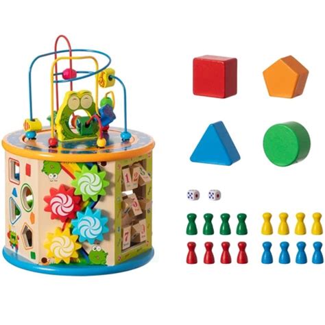 colorful attractive wooden kids baby activity play cube fun toy