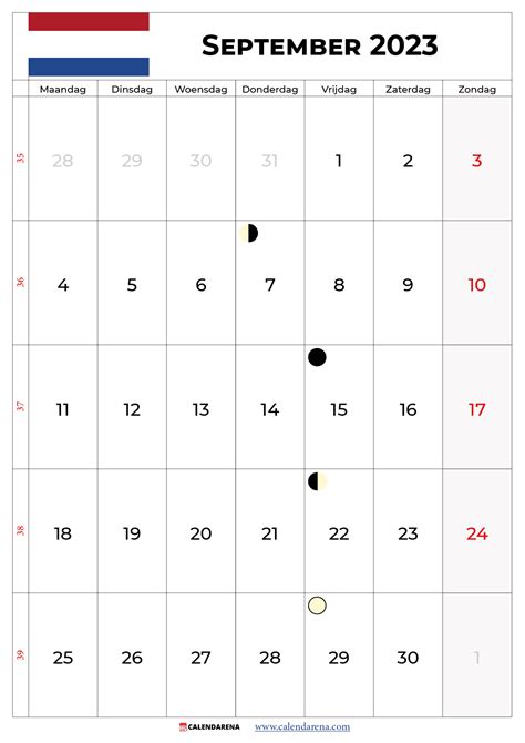 Kalender September 2023 Nederland Zum Ausdrucken
