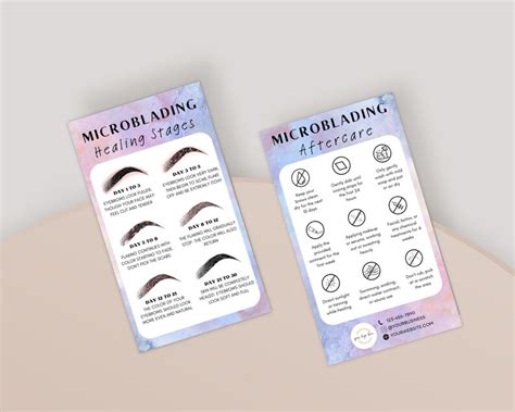 Editable Microblading Aftercare Card Eyebrows Tattoo Pmu Etsy