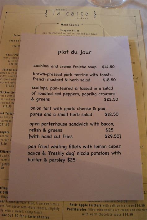 Plat Du Jour Specials Menu Annie Smithers Bistrot Flickr