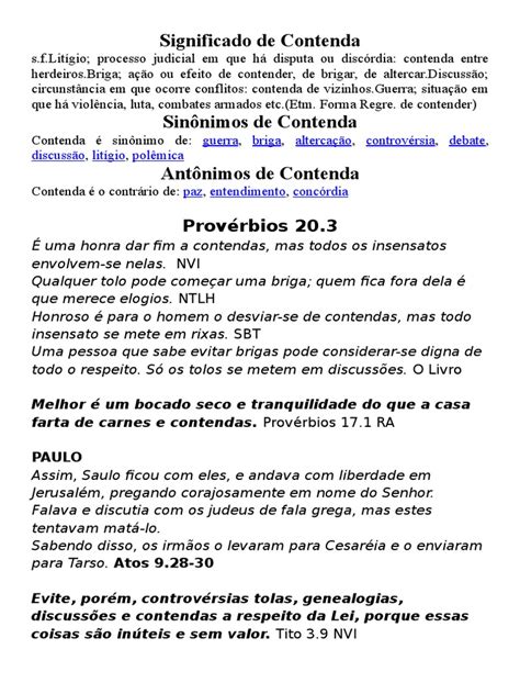 O Que Significa Contendas - Significado de Contenda