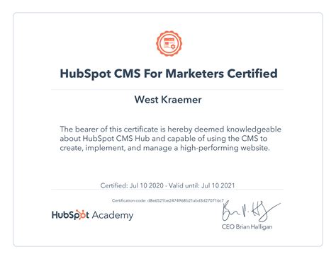HubSpot CMS for Marketers Certification - Stand Out Professional Branding