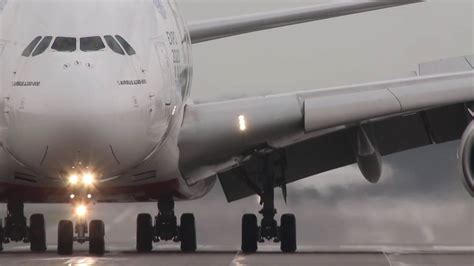 Storm Airbus A Crosswind Landing At D Sseldorf Youtube