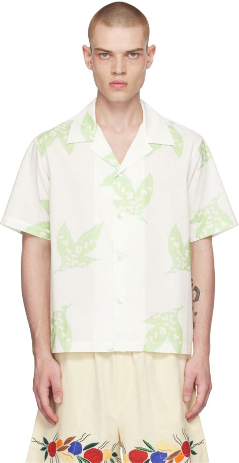 Chemise blanche à motif fleuri Bode en solde