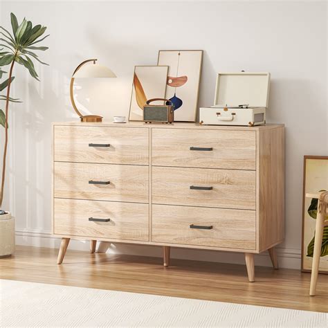 Winkalon Oak Dresser6 Drawer Double Dresser For Bedroom472 Wooden Storage Cabinet For