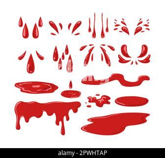 Vector Puddle Of Blood With Drops Isolated On White Background Red