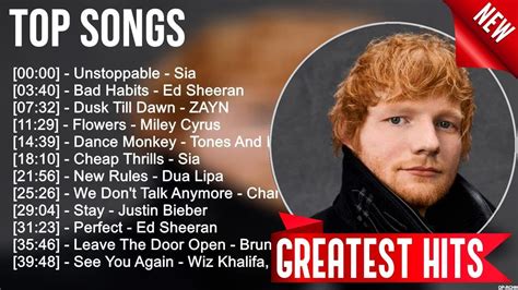 Top Songs Rihanna Sia Justin Bieber Tones And I Dua Lipa